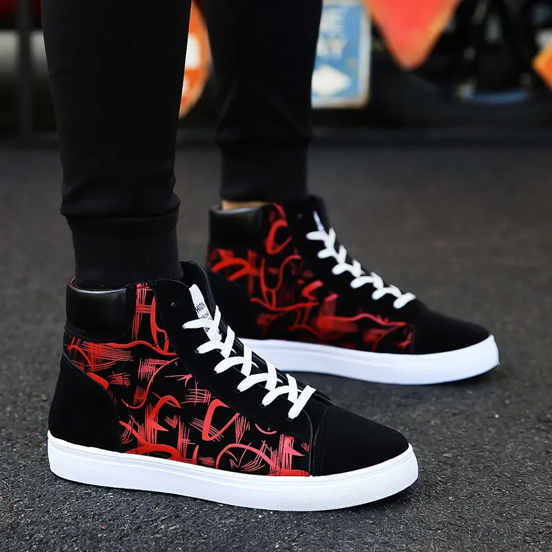 High Top Canvas Shoes for Men Fashion Platform Sneakers Spring Winter Male Casual Vulcanized Shoes Student Tenis Masculino