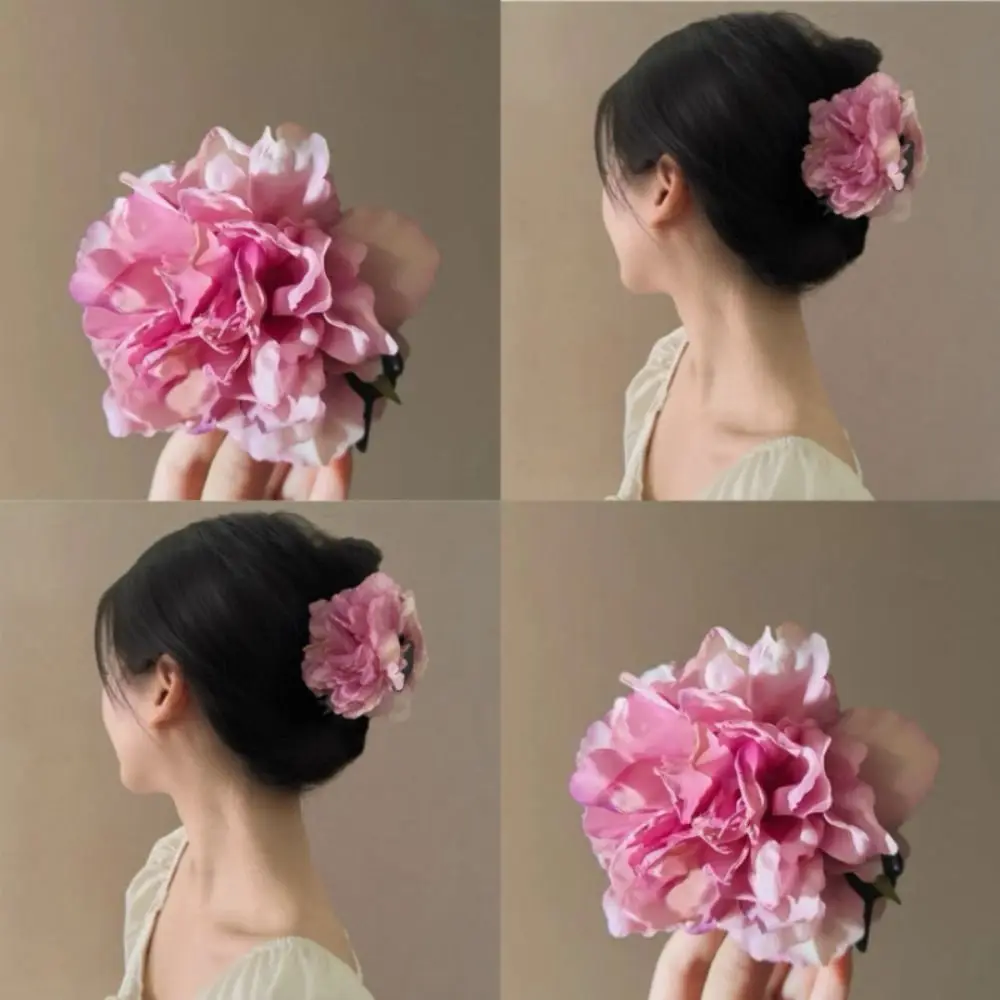 

Fashion Large Peony Flower Hair Clip Simulated Flower Holiday Style Grasping Clip Shark Clip Women