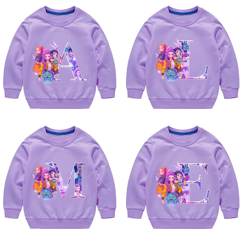 

KPop Demon Hunters Sweatshirt Cotton for Children Sweatshirt Spring Autumn Baby Base Top Cute Cartoon Crew Neck Clothing Gifts