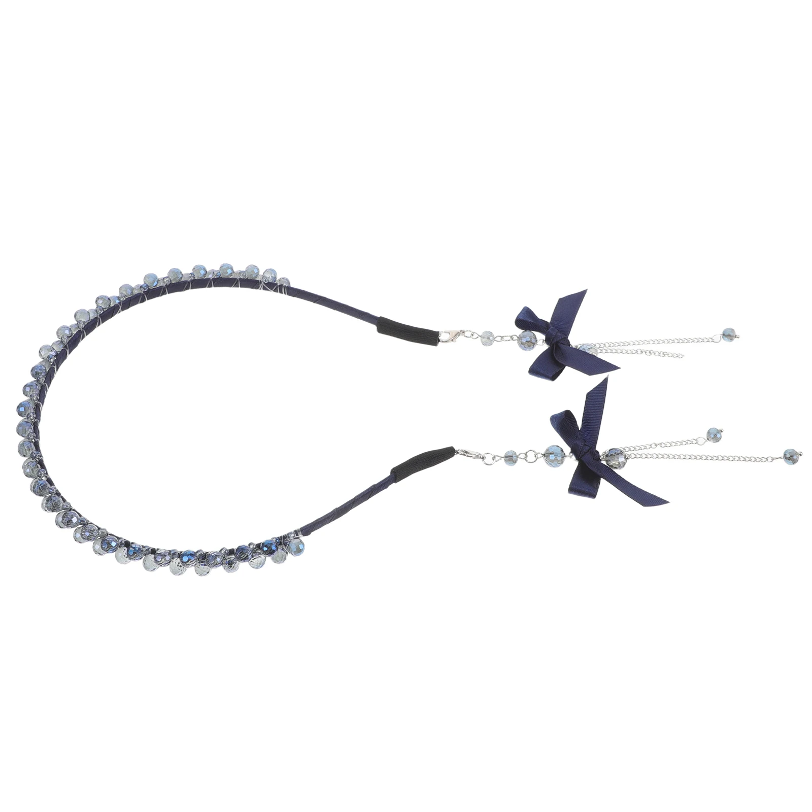

Tassel Headb for Women Blue Rhinestone Embellished Comfortable Material Classic Color Styling Accessories Hairb s Fall