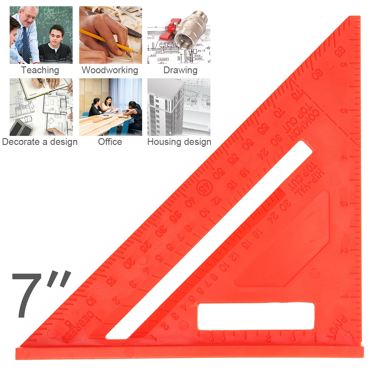 

7 Inch Triangle Ruler Multifunction Metric Right Angle Square Ruler 90 Degree Angle for Woodworking Carpenter Measurement Tool