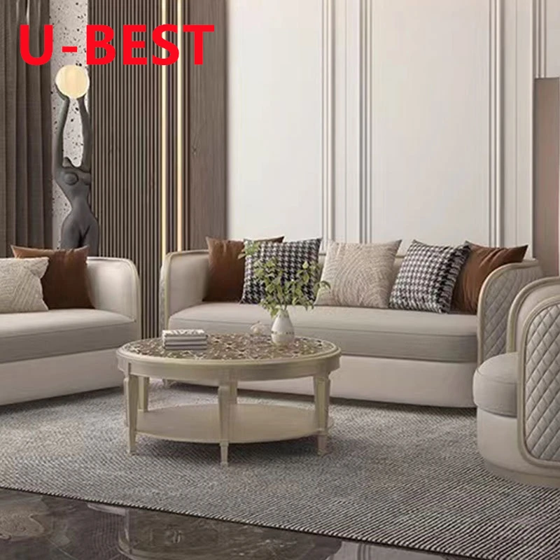 U-BEST 3 Seat Cafe Pure Sofa Set Armchair Sofa Cum Bed Wooden French Provincial Classic Luxury Curved Couch Sofa