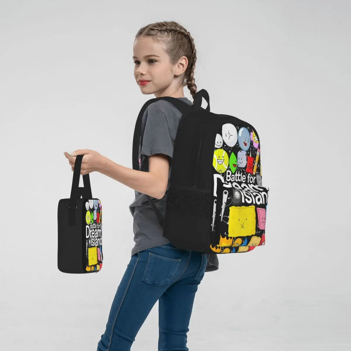 Bfdi Poster Rucksäcke Jungen Mädchen Bücher tasche Studenten Schult aschen Cartoon Kinder Rucksack Lunch Bag Stift Tasche dreiteiliges Set