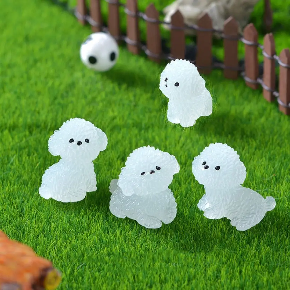 4 Pcs Cute Luminous Dog Figurine Glowing Cartoon Car Center Console Ornament Simple Mini Dog Desktop Decoration DIY Accessories