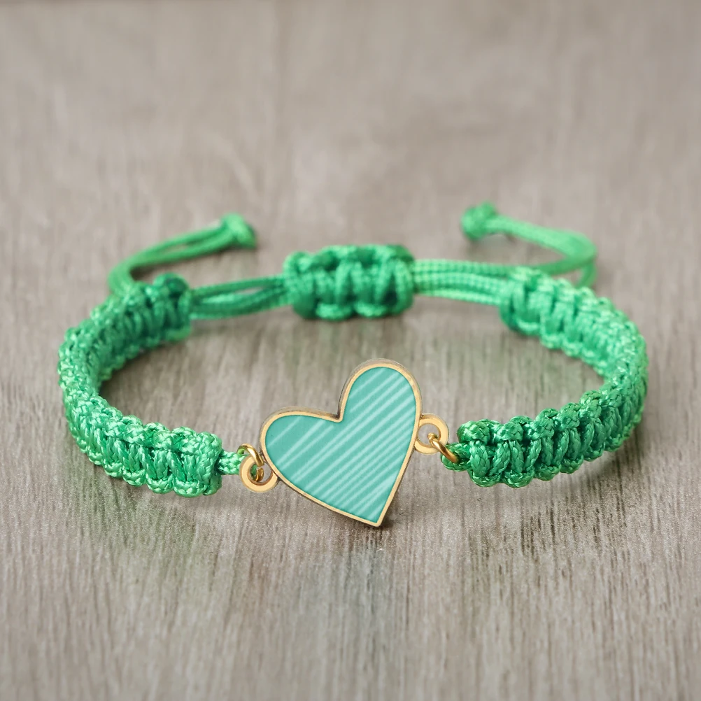 More Color Heart Shape Pendant Bracelet Lover Handmade String Bangles Chain Adjustable Pulsera Jewelry Gift for Friend