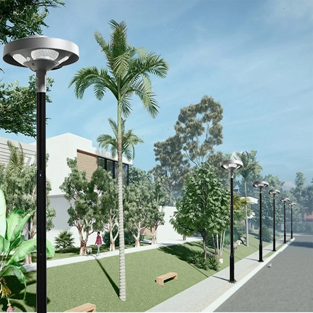 Waterproof IP65 UFO Solar LED Garden Street Light 30W Outdoor Parking Pole Lamp with Light Sensor and 10000mAh Battery view 6