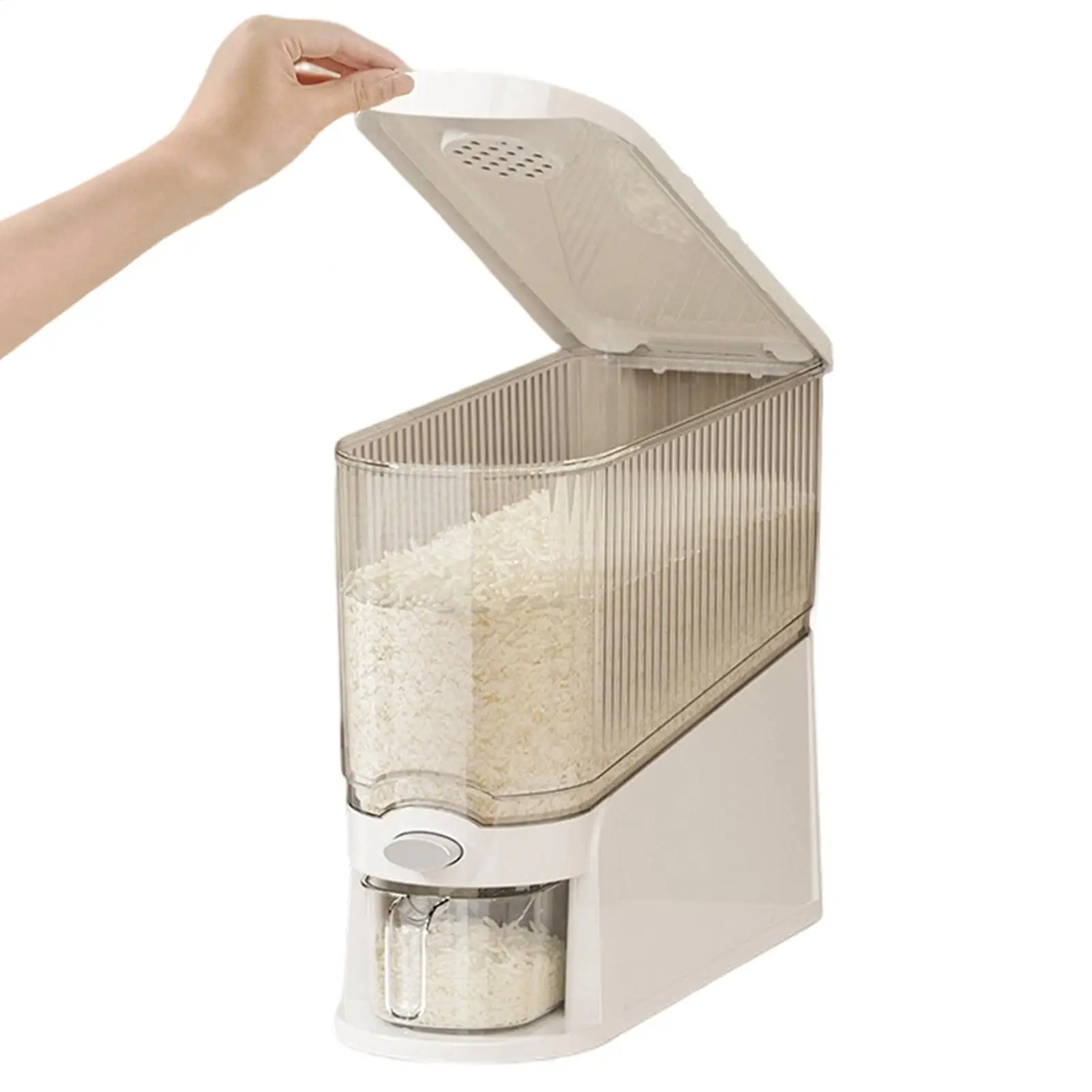 Sealed Moisture-proof Insect-proof Rice Storage Box, Push Dispenser Dry Grain Container, Kitchen Organizer For Cereal Bean Snack
