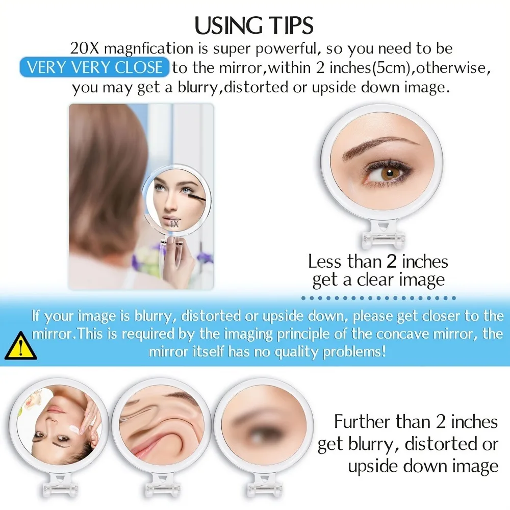 Doppelseitiger, zusammenklappbarer Handspiegel mit Vergrößerung, Reisespiegel, Sockel, Frau, der Make-up-Spiegel mit 1X+30X Vintage übernimmt