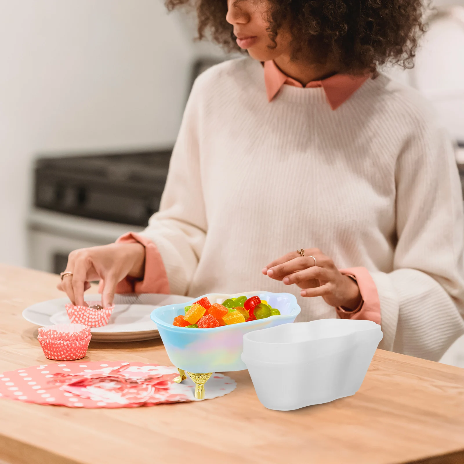 

Silicone Bathtub Resin Mold Craft Set Flexible Mold for Epoxy Casting Crafts Mini Tub Storage Container Resin Molds