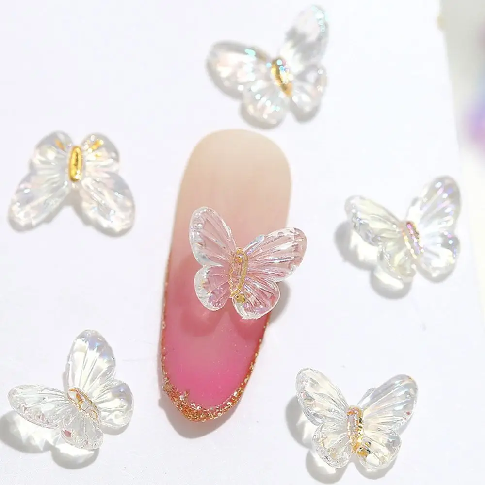 Scratch Resistant Butterfly Nail Art Acessórios, Resina Resistente Duráveis Decorações, Doce Exquisite, 20pcs