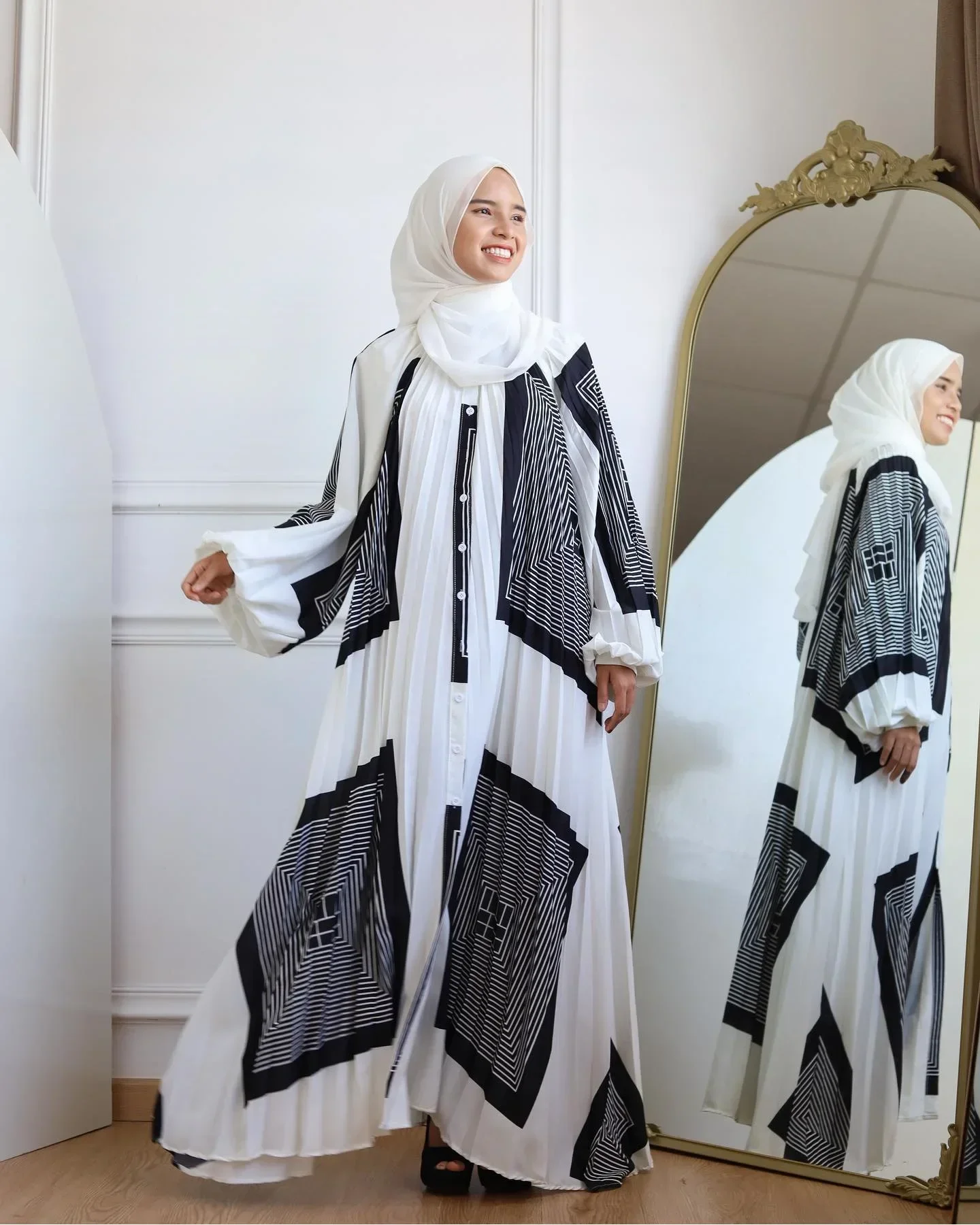 Abayas Dubai Islamic Clothing Flowers Print Fashion Hijab Dresses  Kaftan Turkey Robe Muslim Maxi Dresses for Women