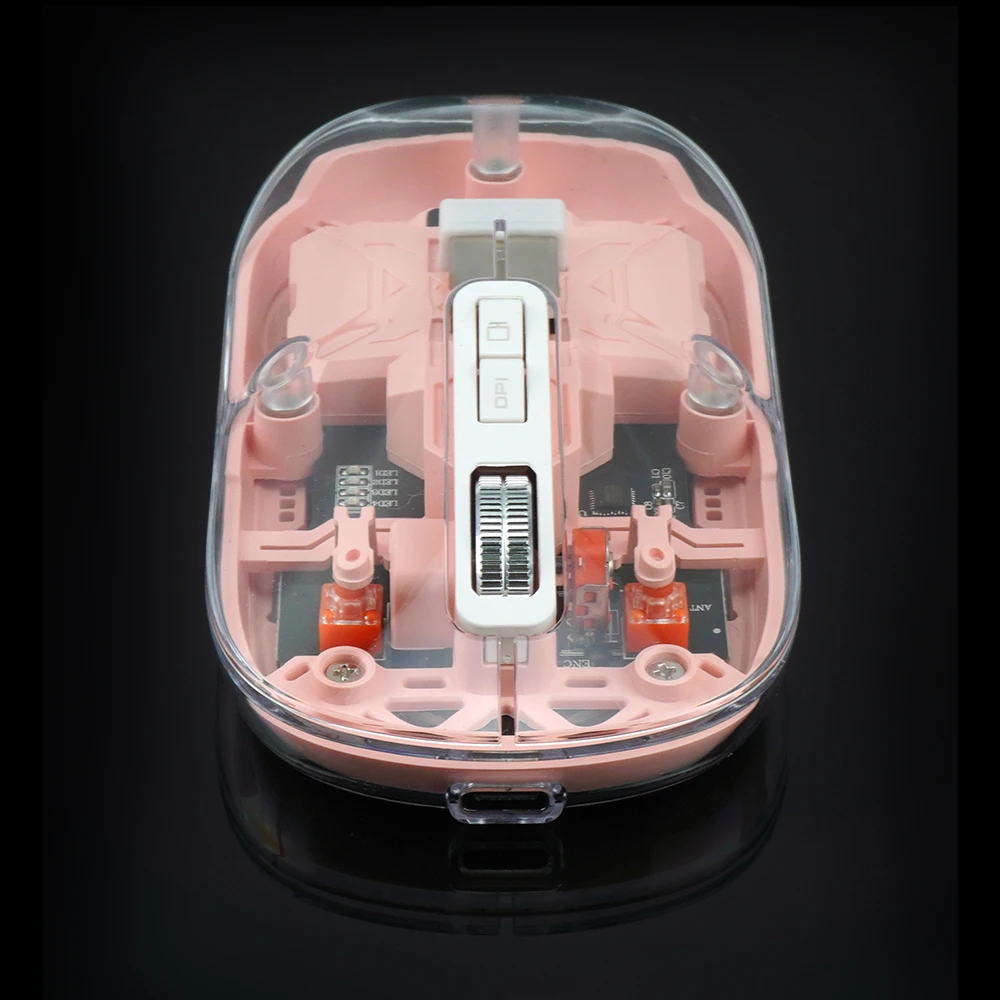 4-Level DPI Adjustable Programmable Non-Slip Wheel Gaming Mouse Transparent Wireless Dual-mode 2.4G USB  Connection