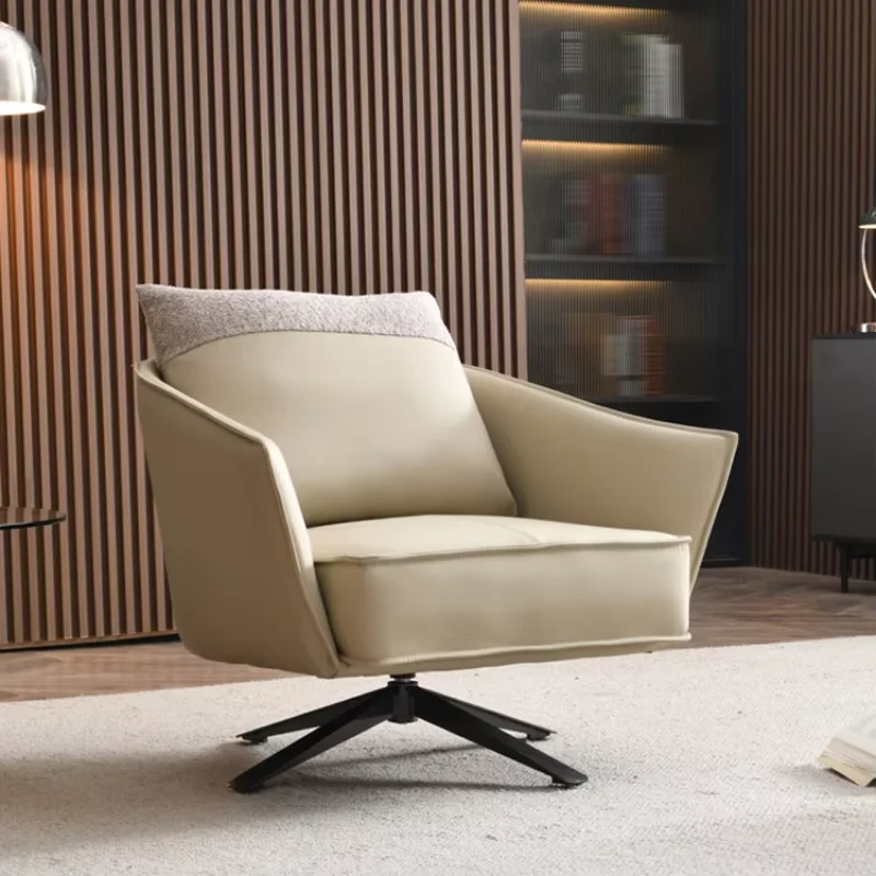 Moderne Wohnzimmermöbel, einzelner Freizeitstuhl, drehbarer Ledersofa-Stuhl