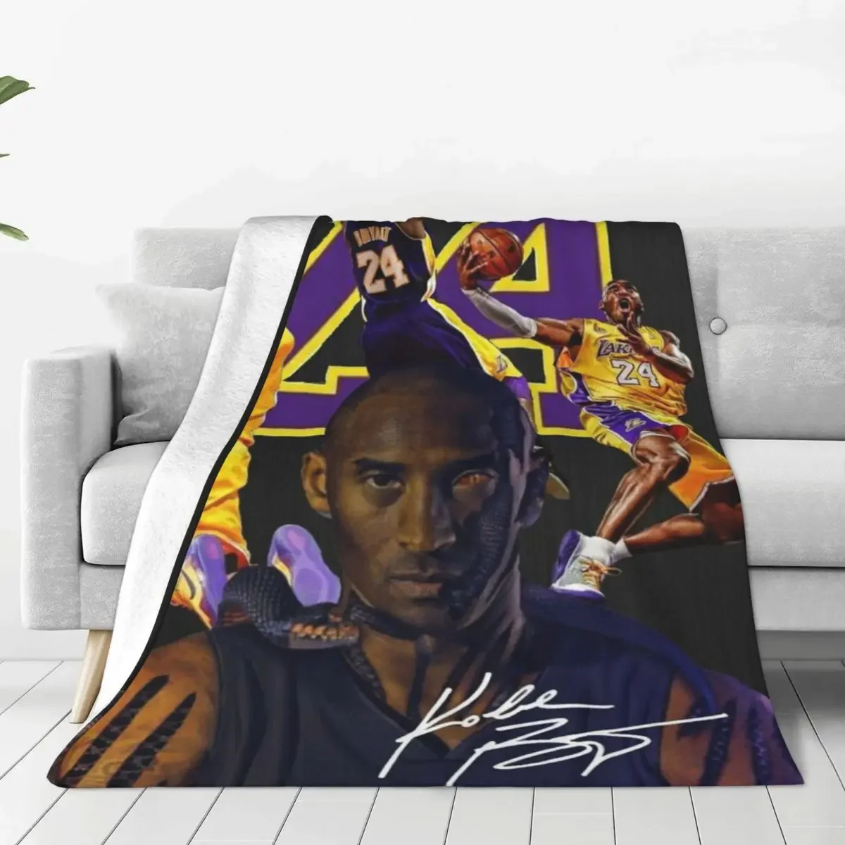 Professional Basketball Athlete Flannel Blanket Quality Soft Warm Purple Throw Blanket Winter Airplane Travel Bed Fun Bedspread