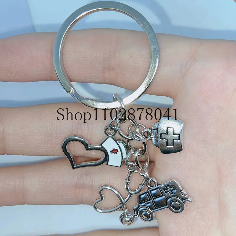 Popular Jewelry Alloy Pendant Keychain Love Stethoscope Nurse Theme Exquisite Fashion Gift