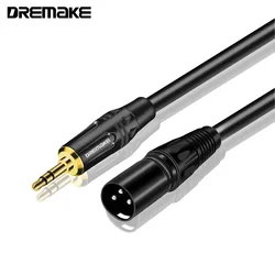 Equilibrada XLR macho para Jack Cable para Smartphones, jogadores, PCs, Conexão Laptop, Mixing Console, amplificador, alto-falante, 1, 8 