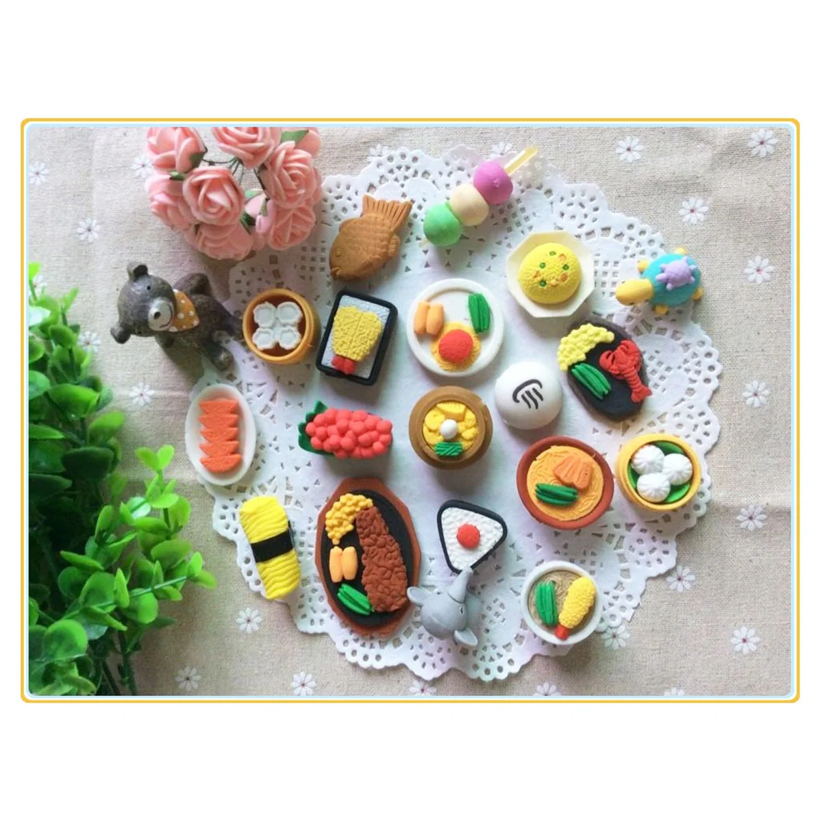 12pcs Snacks Foods Shaped Eraser Creative Stationery Cartoon Pencil Eraser Creative Gift for Kids Students (Random Pattern)