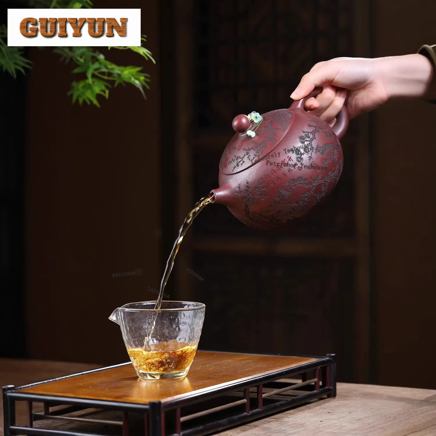 960ml Elegant Yixing Purple Clay Teapots Handmade Xishi Pot Raw Ore Iron Blood Red Sand Mud Tea Soaking Kettle Zisha Tea Set