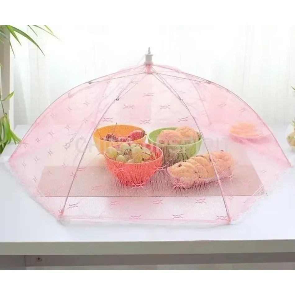 Collapsible Mesh Food Cover Pop Up Round Lace Dish Protector Dustproof Flyproof Cover Cake Fruit Snacks Kitchen Outdoor Dining