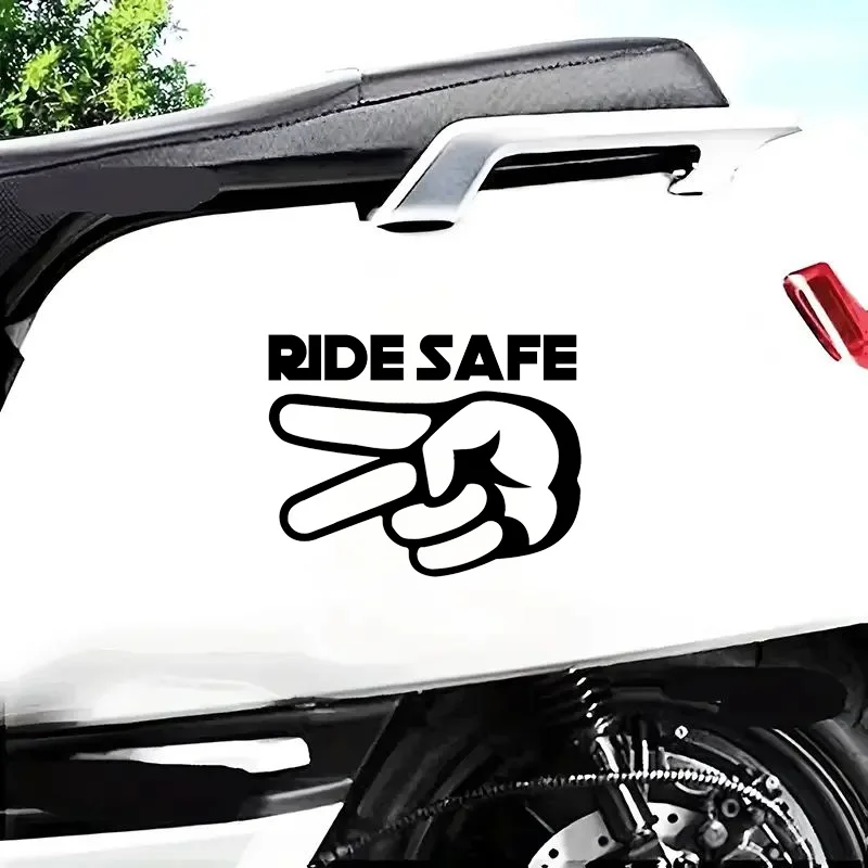 Ride Safe 2 Fingers Down Vinyl Decal -14x11cm for Motorcycles, Cars, Windows - Biker Respect Design