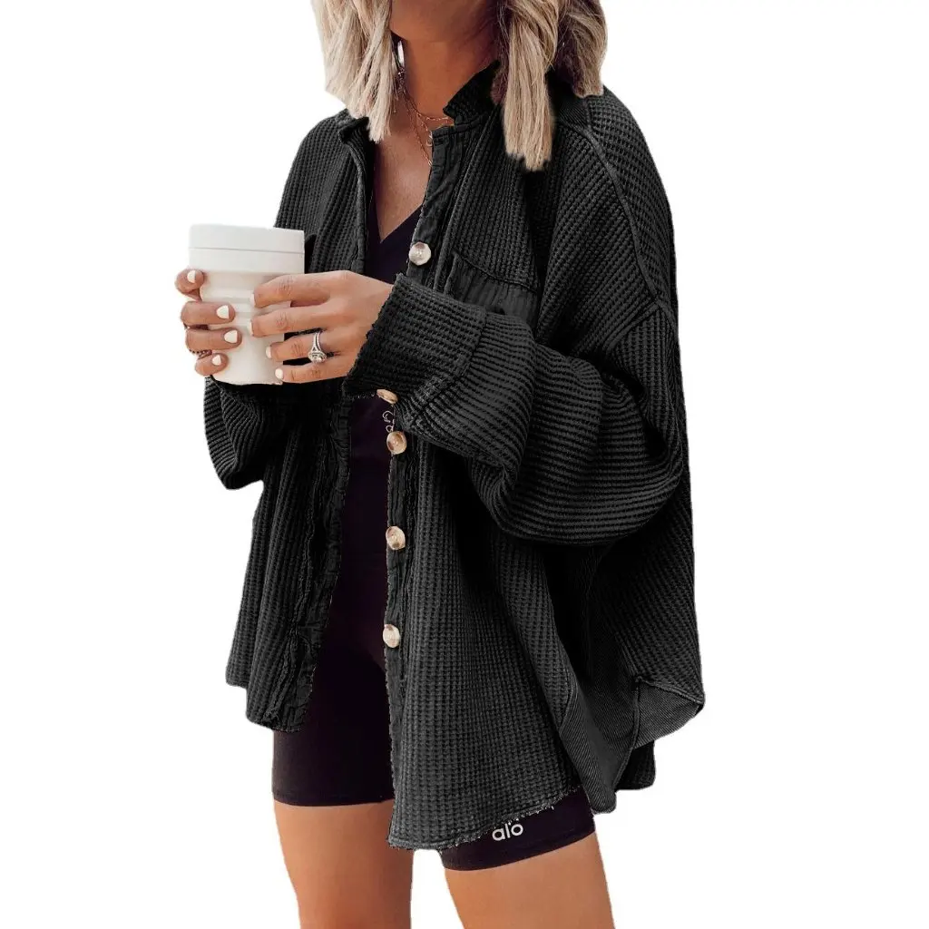 

Women's Fashion Casual Lapel Pocket Stitching Irregular Shirt Jacket Autumn New Coat European American Style