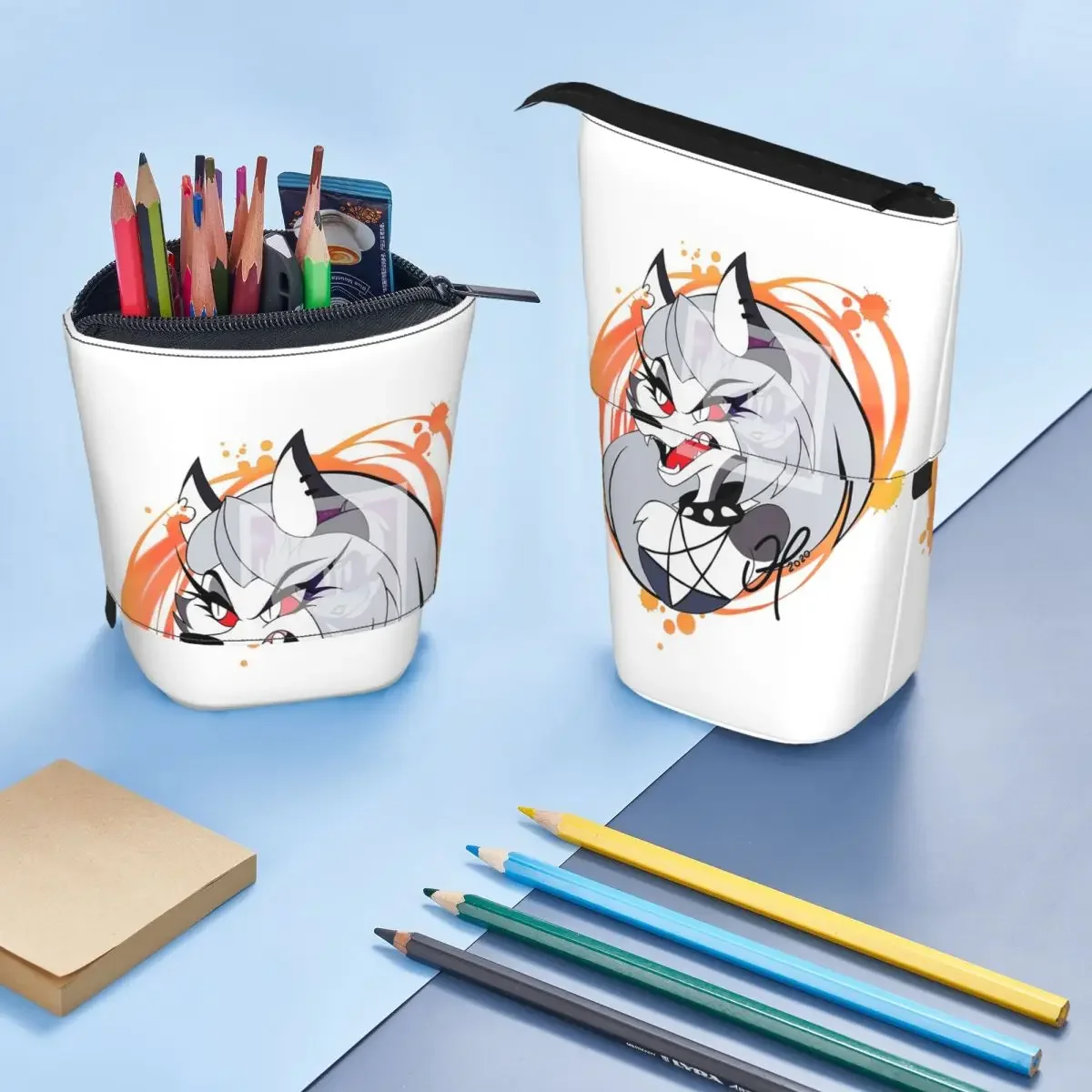 Loona Collage Helluva Boss Anime Wendbares Federmäppchen für Kinder, Schule, Stiftbox, Bleistiftbeutel, Schreibwaren, Stifthalter, Tasche