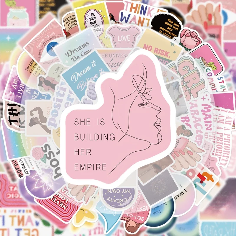 52 Vision Board Stickers, Vibrant Sticker Decals, Multiple Styles Without Duplication, Suitable for Water Bottles, Laptops, Suitcases, Skateboards, Guitars, Party Decorations