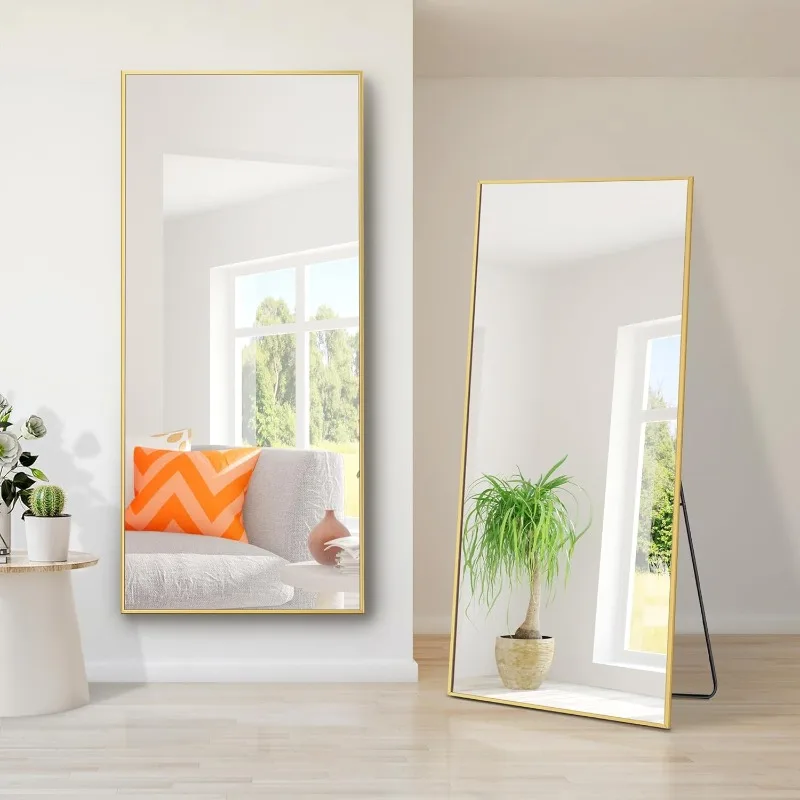 64x21 Inch Full Length Mirror, Aluminum Alloy Frame Floor Mirror, Large Mirror Free-Standing Hanging or Leaning