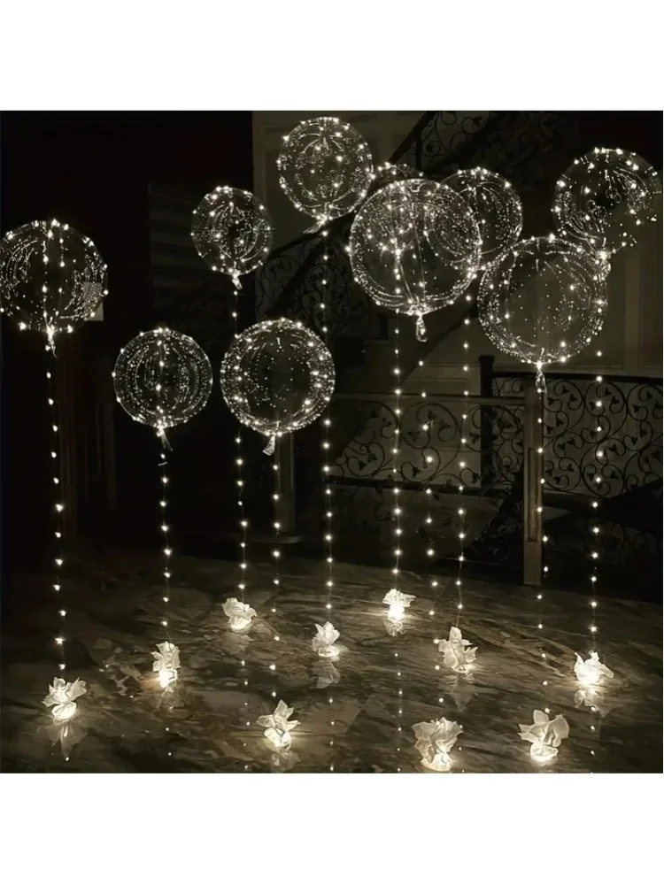 5 Sets LED Leuchtballons 20 Zoll Transparente Leuchtende Bobo-Ballons mit 3M Lichterketten für Party, Hochzeit, Geburtstag, Weihnachtsdekoration