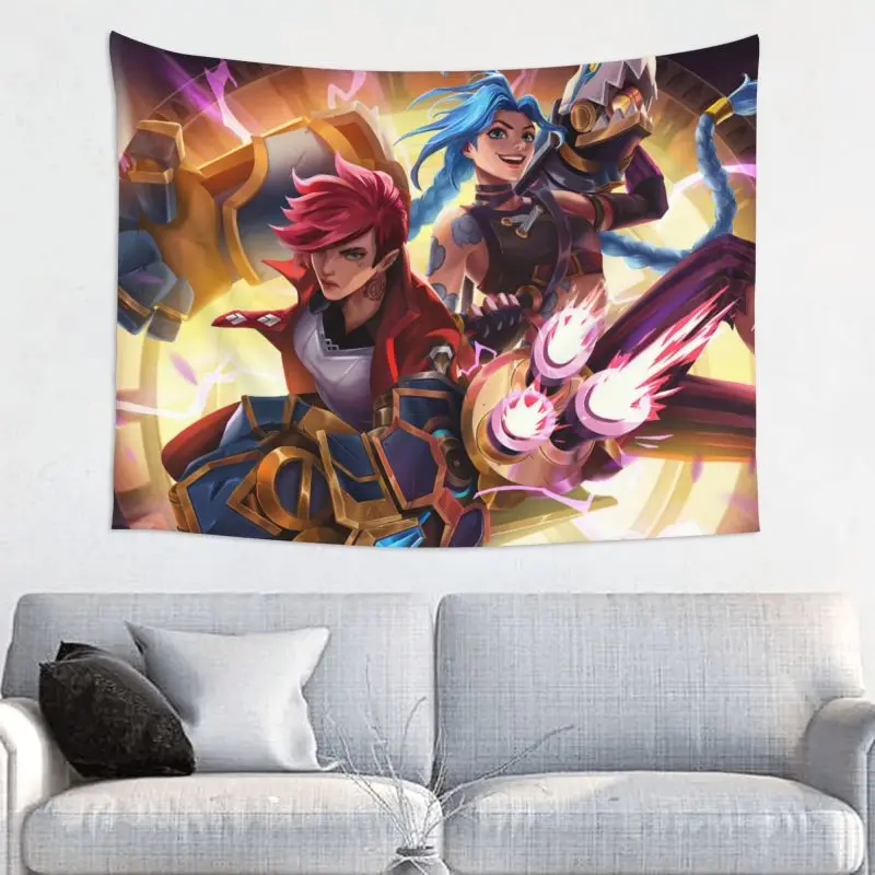 New Arcane Custom Tapestries Jinx Arcane VI Wall Tapestries Home Decor Anime Party Decoration Backdrop HD Tapestry Birthday Gift