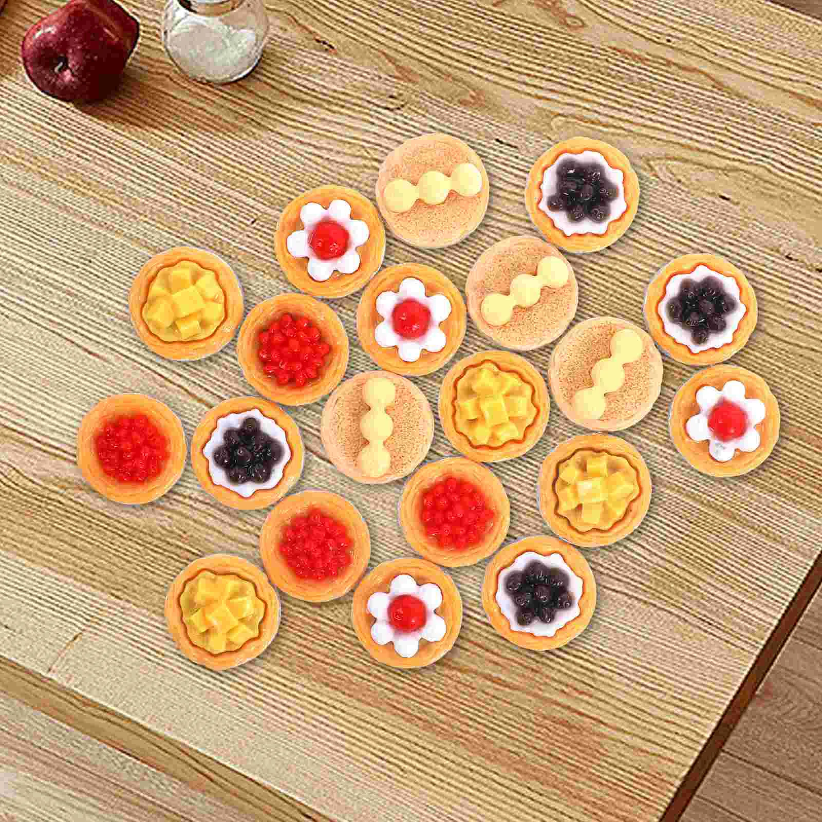 

20 Pcs Shiwan Egg Tart Model Models Bread Simulation Fake for Decoration Resin Display
