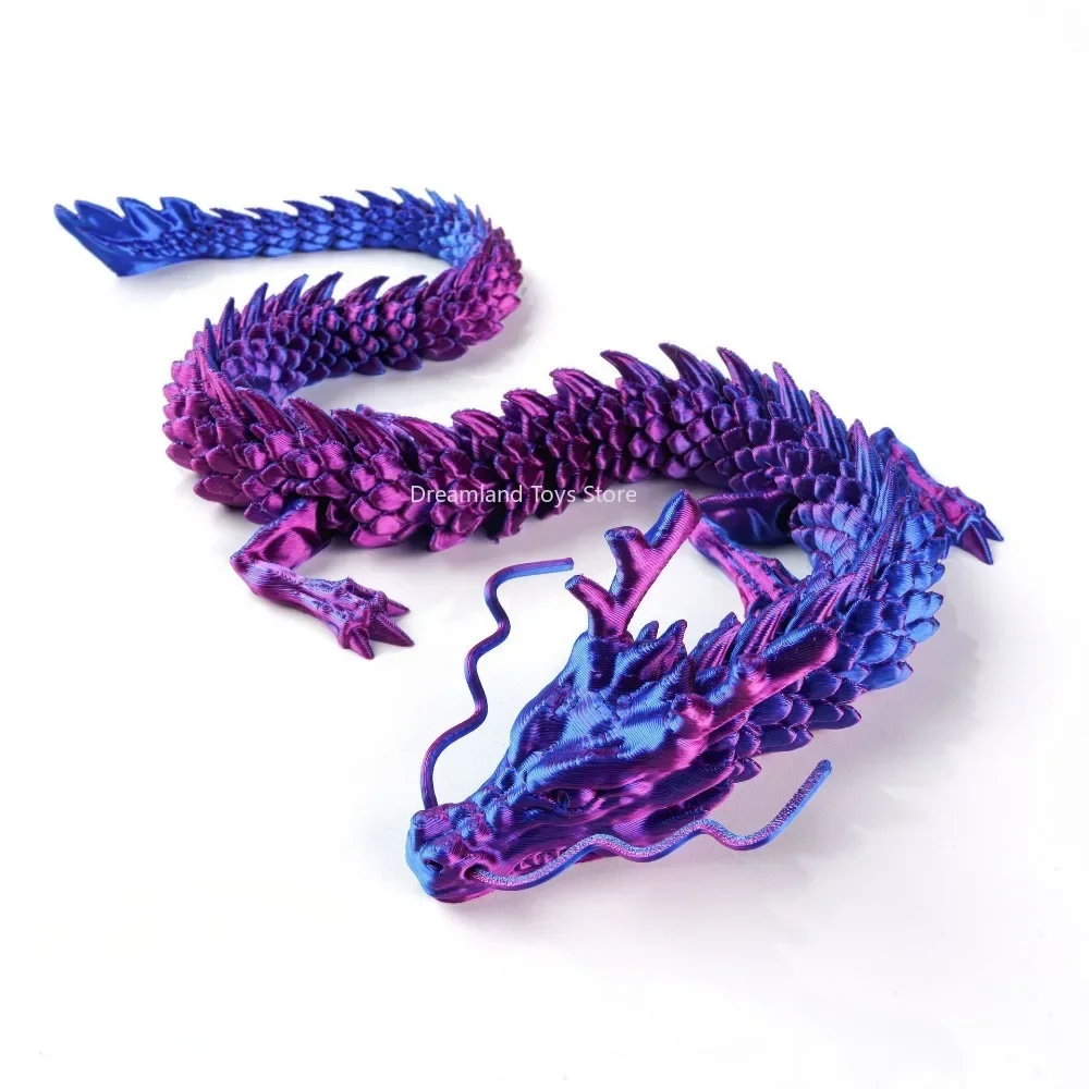 3D Printed Luminous Chinese Loong Flexible Articulated Dragon Crafts Ornaments Home Desktop Decoration Figurines Statue Gifts