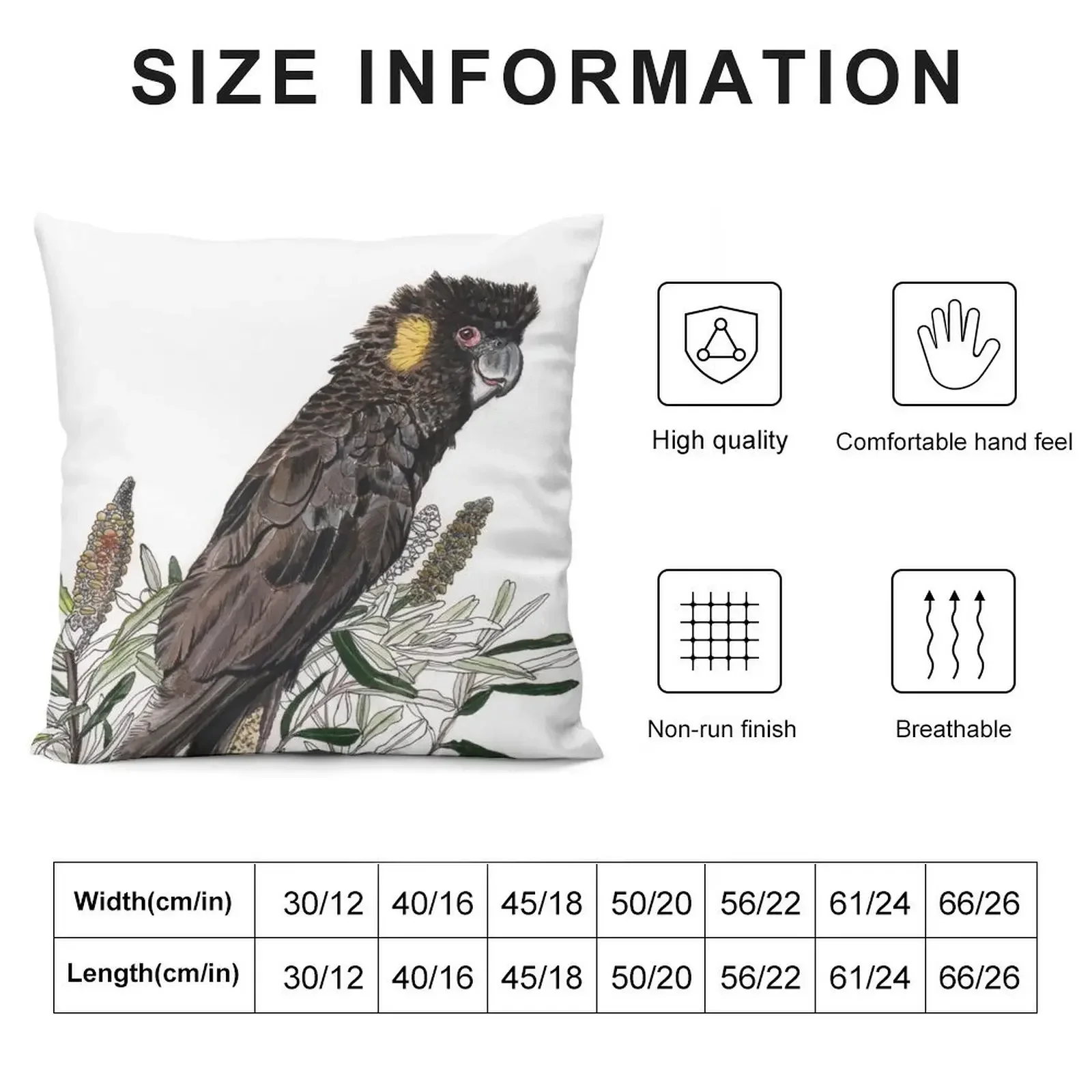 Cockatoo Yellow Tailed Black Australian Bird Banksia Throw Pillow New year Christmas Pillow Covers pillow