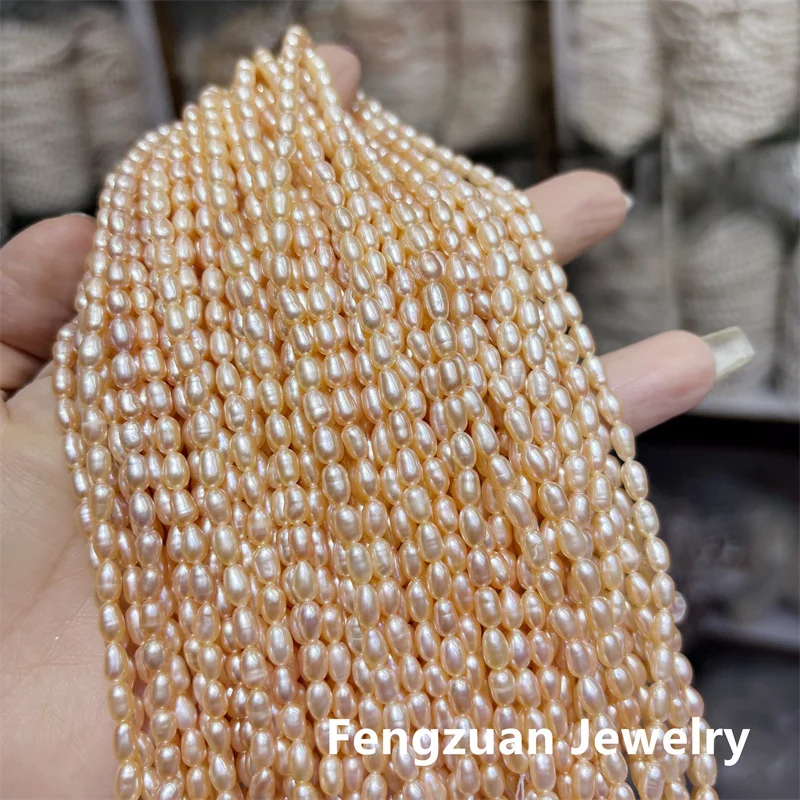 AAA Fine 100% Real Natural Freshwater Pearls White Rice Shape Loose Beads 15'' Strand2 4 5 6 7 8 9 10 MM Size For Jewelry Making