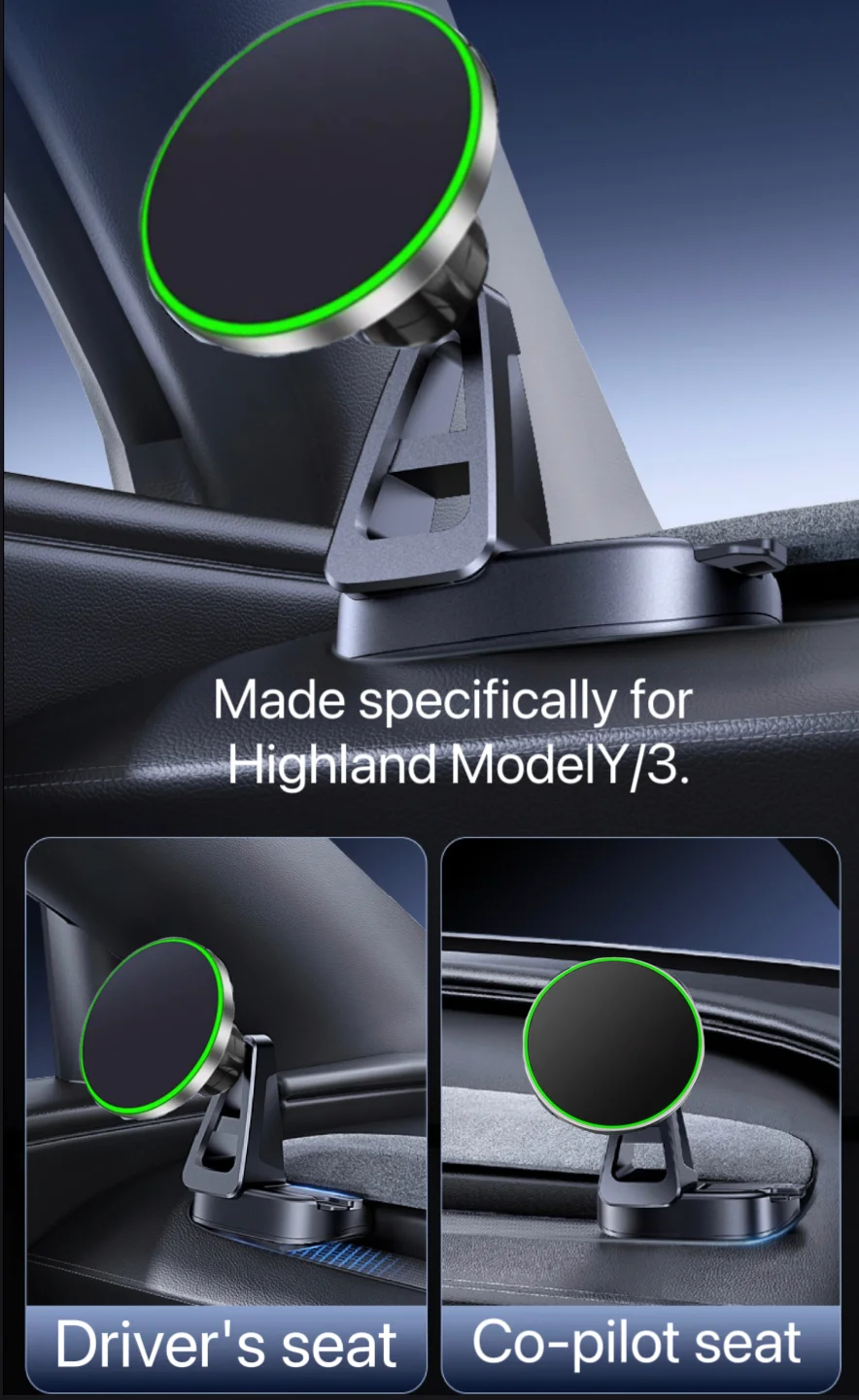 قابل للتعديل حامل هاتف السيارة المغناطيسي جبل ل تسلا نموذج 3 نموذج Y هايلاند 2023-2025 إطار دعم هاتف السيارة الملحقات #4