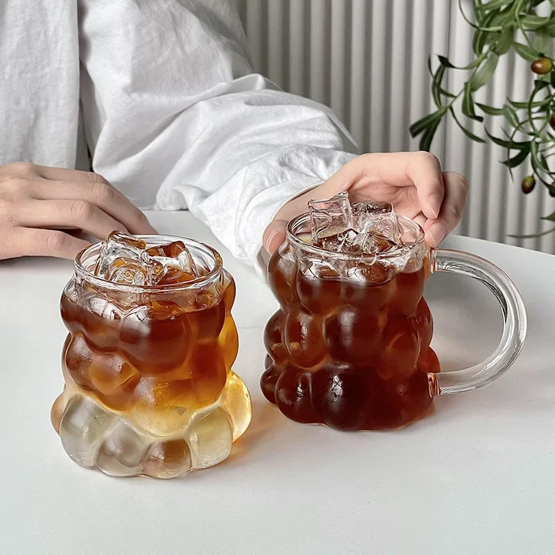 Grapes Glass Coffee Mug Stylish Design Heat Resistant Drinking Glass Iced Coffee Cup Summer Winter Drinkware Gifts