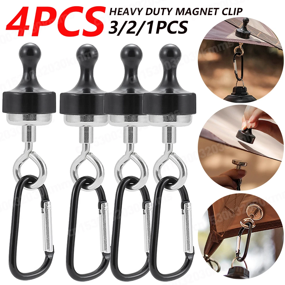 1-4PCS Camping Magnetic Hook Strong Suction Separable Multifunctional Outdoor Tent Canopy Carabiner Magnet Hanger Camping Acces