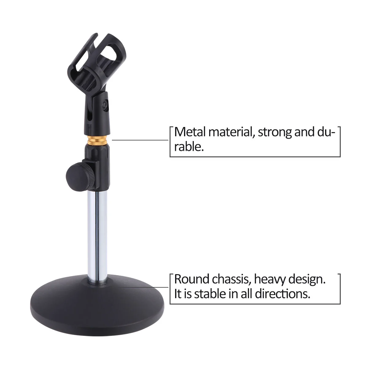 Flexible Gooseneck Microphone Stand Desktop Rack Adjustable Height Liftable Support Mount Stable Metal Base Ideal Broadcasting
