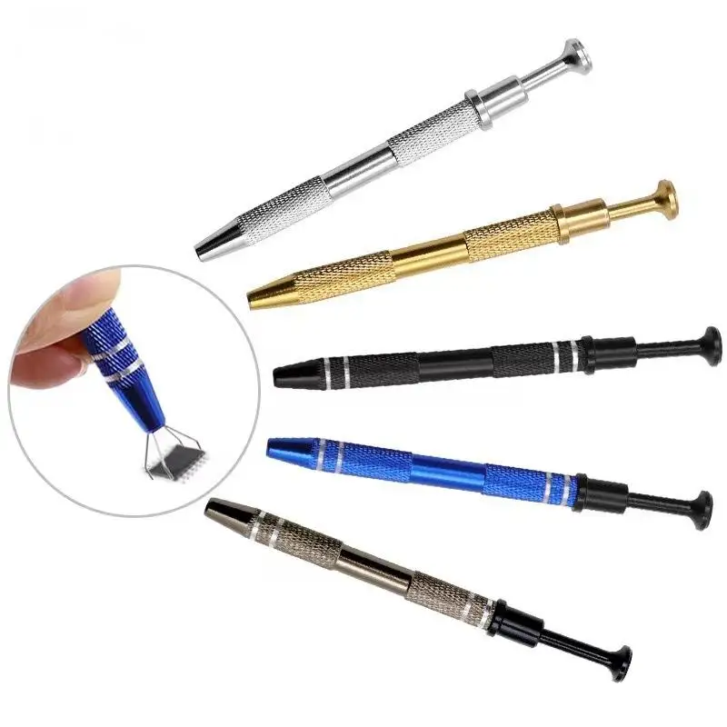 

Tweezers Stainless Steel 4-Claw Pick up Tool Jeweler's Pick-Up Tool, 4 Prongs BGA Chip Pick for Small Parts Pickup