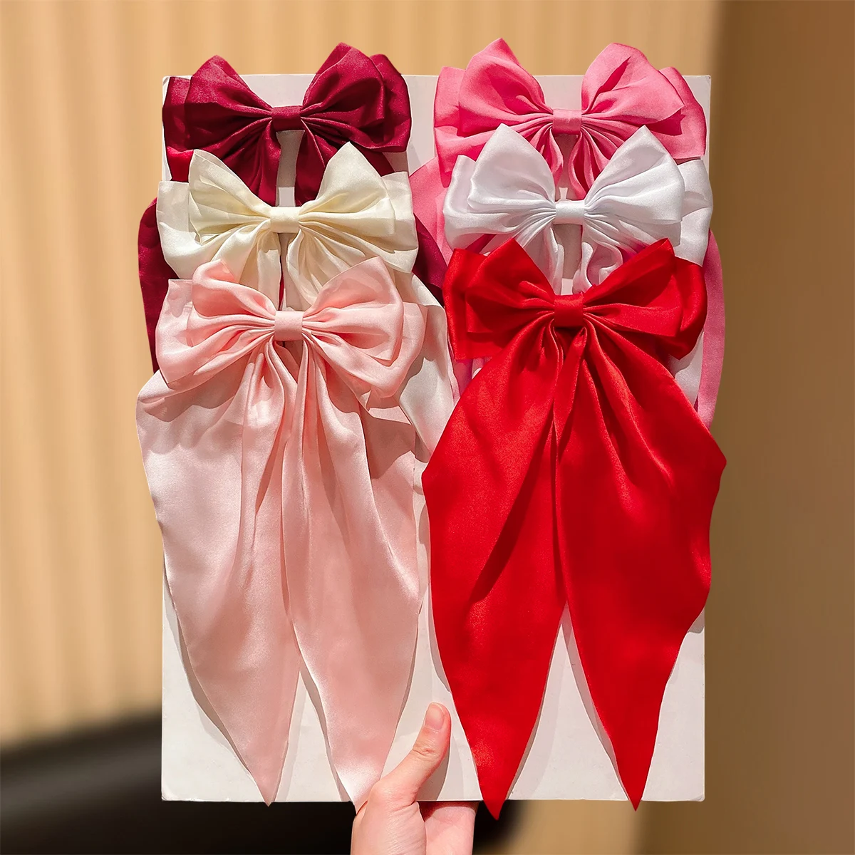 

6-Pack Multicolor Large Bow Hair Clips Elegant Versatile Gift for Cute Girls Suitable for Formal And Sweet Styling
