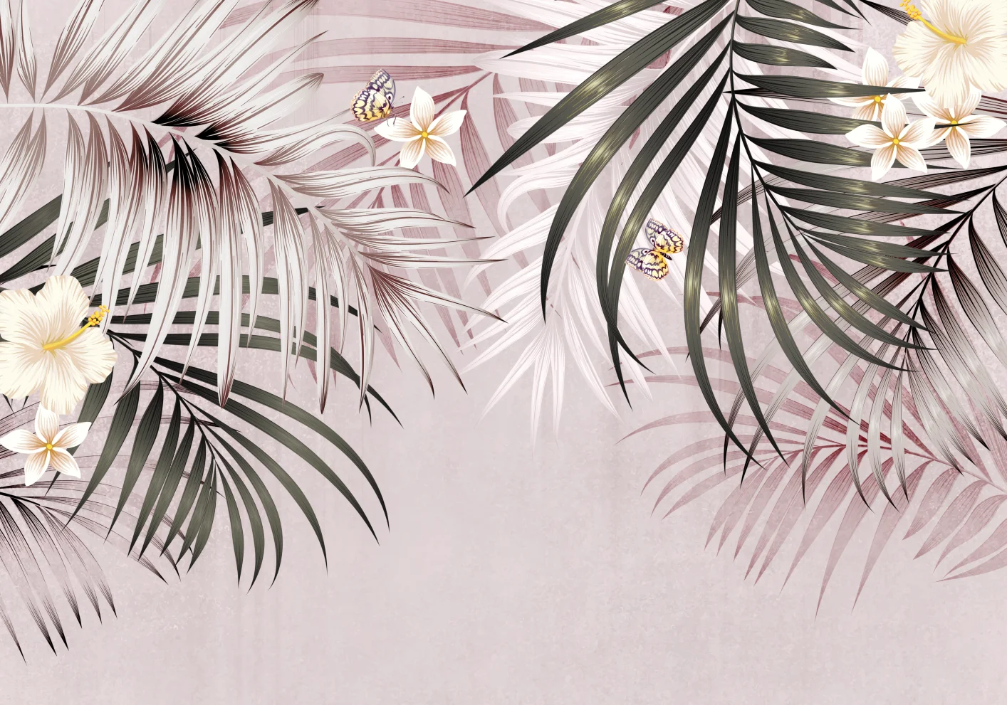 Nordic Black and White Banana Leaf Coconut Tree 3D Wallpaper Customization Fashion Bedroom Background Wall Decoration Painting