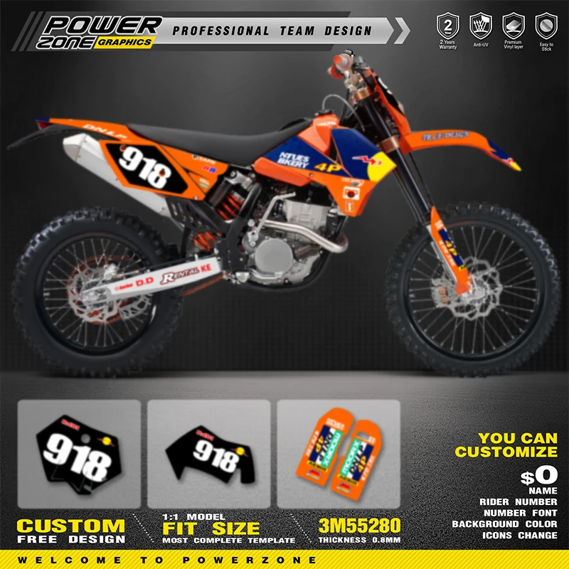 

PowerZone Custom Team Graphics Backgrounds Decal Stickers Kit For KTM 05-06 SXF 06-07 XCF XCW 05-07 EXC Enduro 125 to 500cc 30