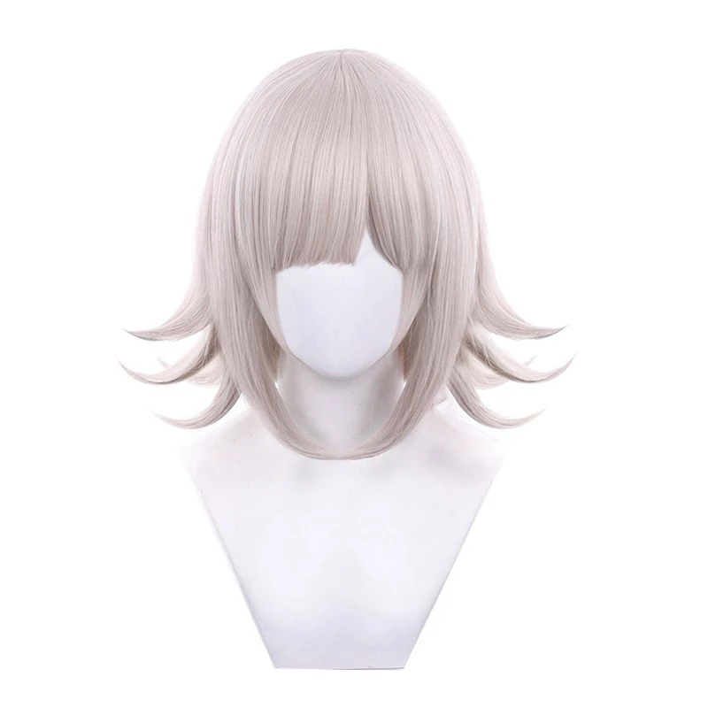 Anime Cosplay Wig Nanami Chiaki Special Mixed Grey Pink Wig with Realistic Scalp Top Heat Resistant Synthetic Hair Rose Net