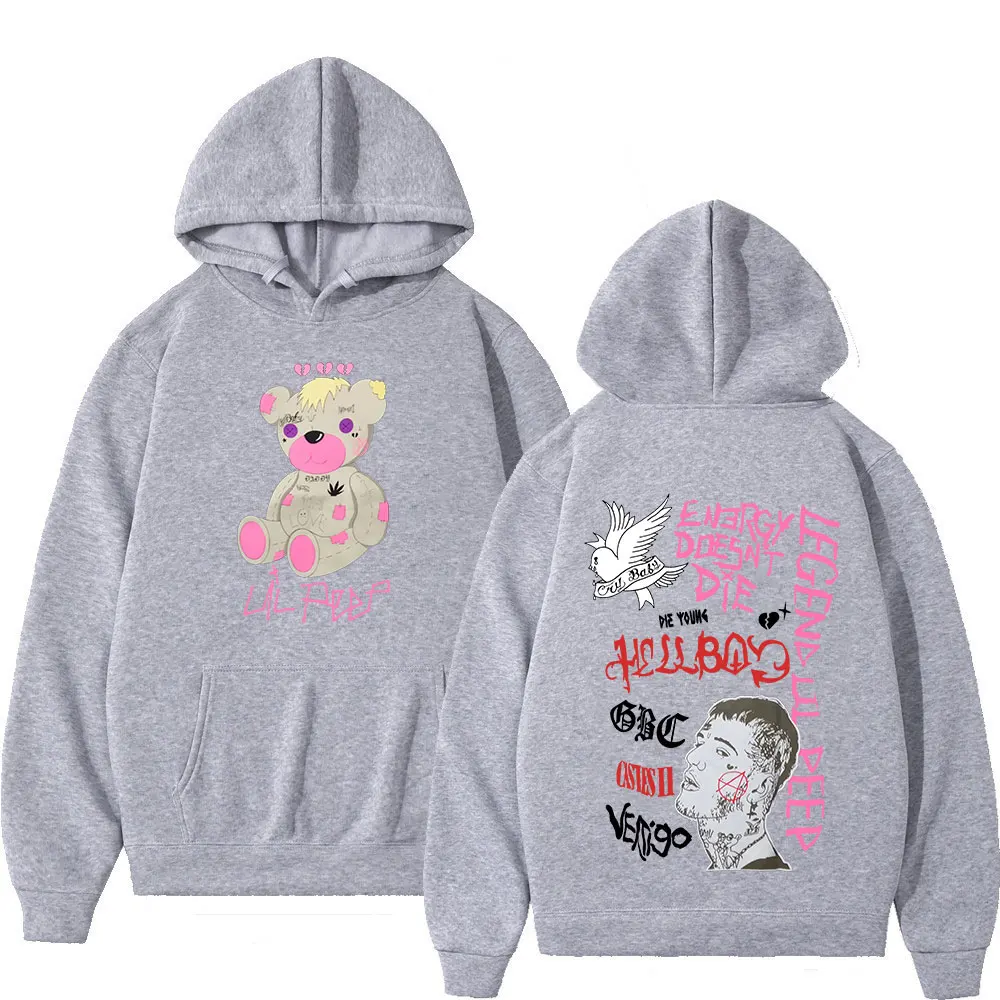 Rapper Lil Peep CryBaby Hellboy Bear Hoodies Herren Damen Vintage Hip Hop Oversized Sweatshirts Herbst Winter Fleece Warme Pullover – Detail 10