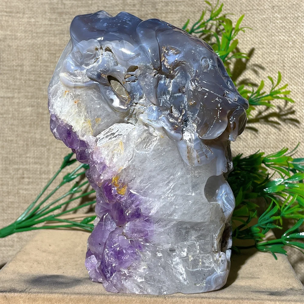 Crystal Natural Amethyst Skull Healing Gemstones Quality Minerals Spiritual Home Decoration