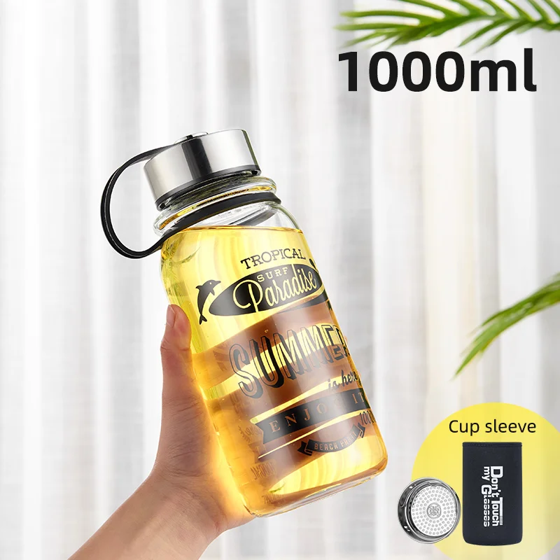 Gianxi große Kapazität Glas Wasser flaschen tragbare auslaufs ichere Tasse Outdoor-Sport Camping Picknick Radtour Trink flasche