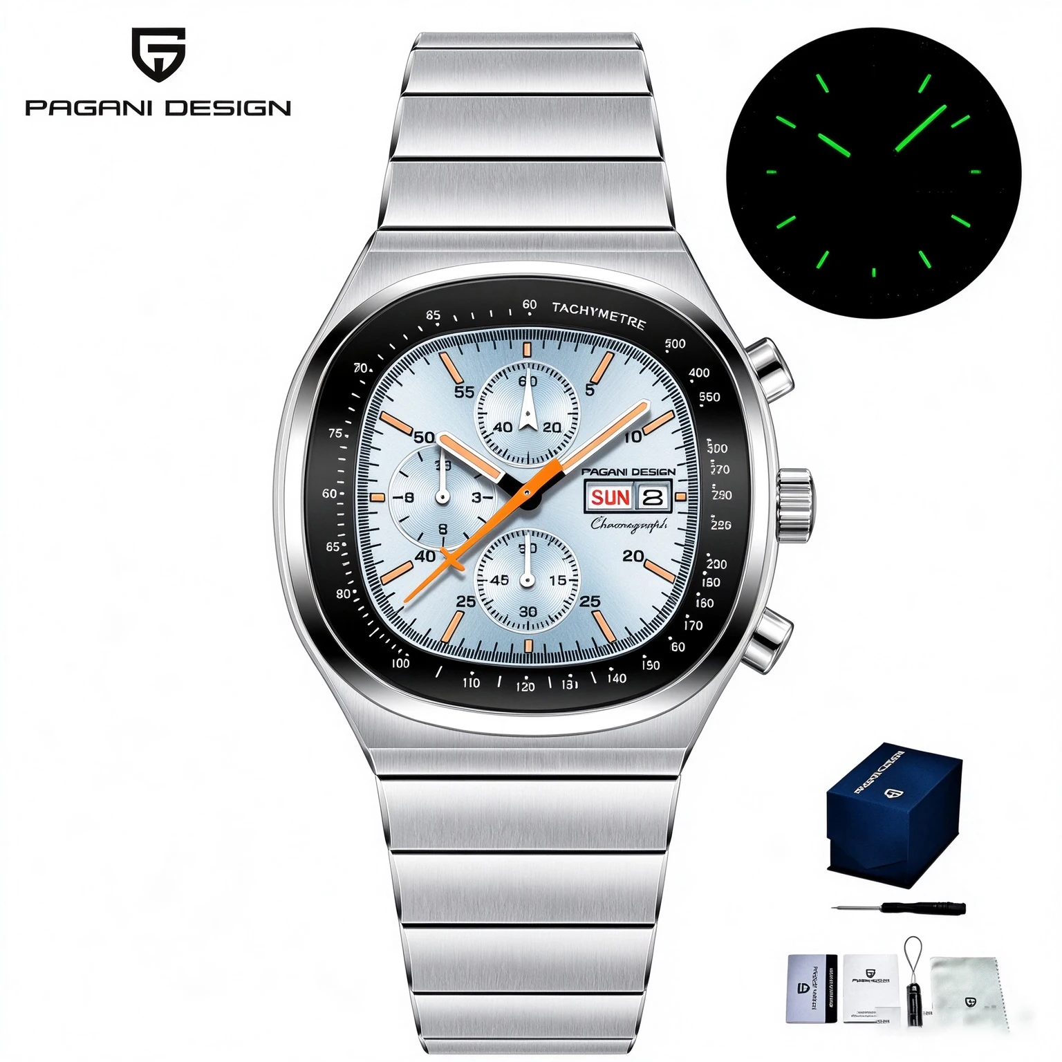 Men's 40mm Quartz Watch with Sapphire and Waterproof Features
