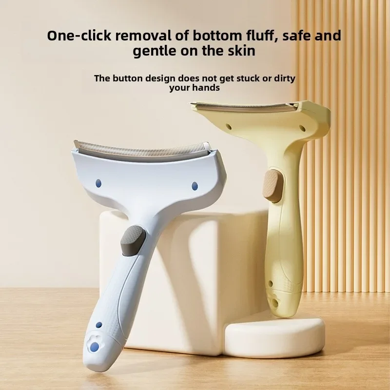 One-Click One-Click Self-Cleaning Pet Deshedding Brush Curved Blade Undercoat Rake Hair Remover Grooming Tool for Dog Cat - Aliexpress Deal
