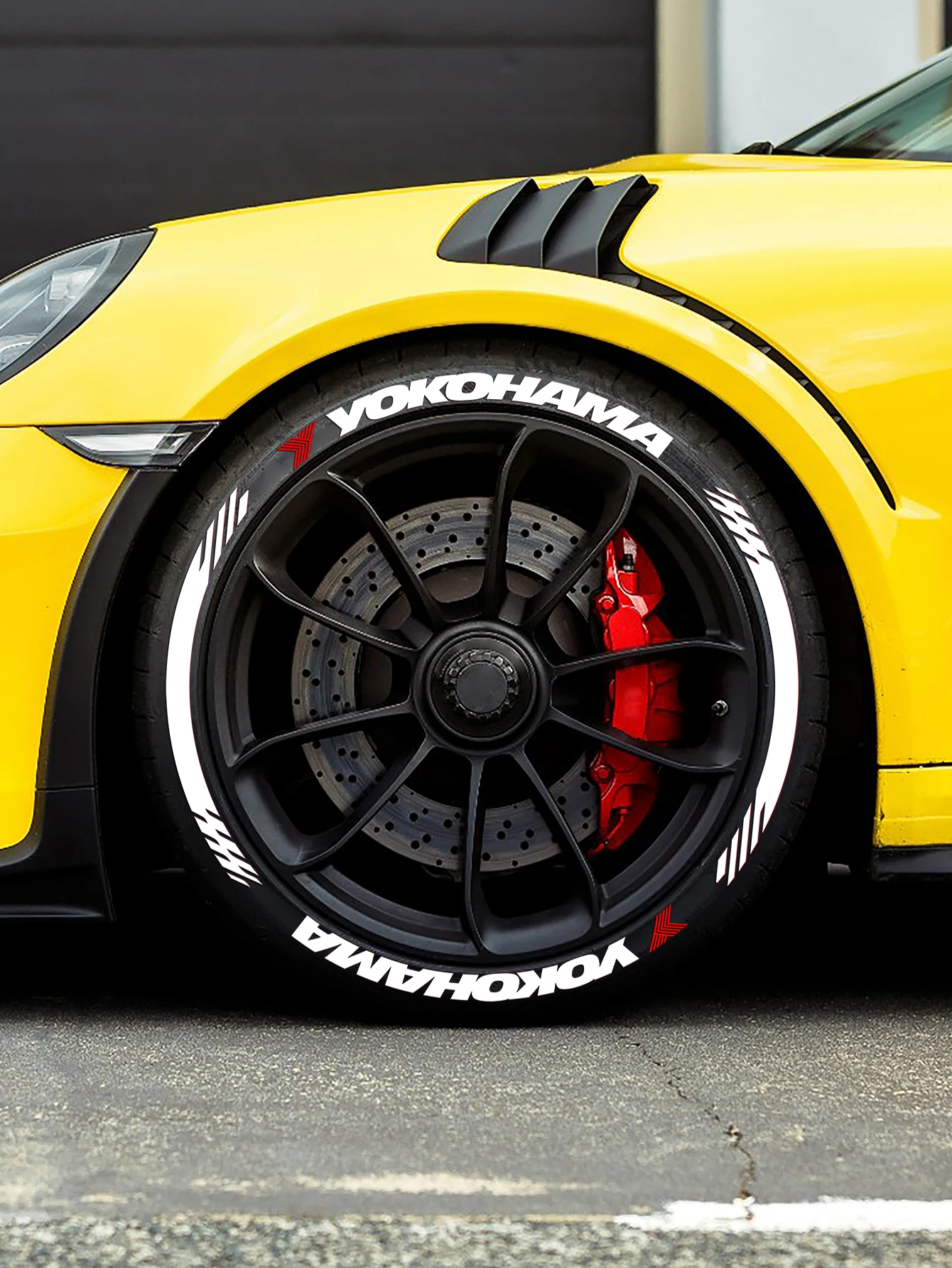 Yokohama Tire Letter Stickers Set for 4 Wheels 3D PVC Raised Tire Decals Waterproof Racing Sidewall Car Styling Decor