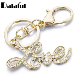 Dalaful Letter Love Keychains Keyrings Purse Bag Pendant Car Key Chain Ring Holder Souvenir Lovers Gift K348